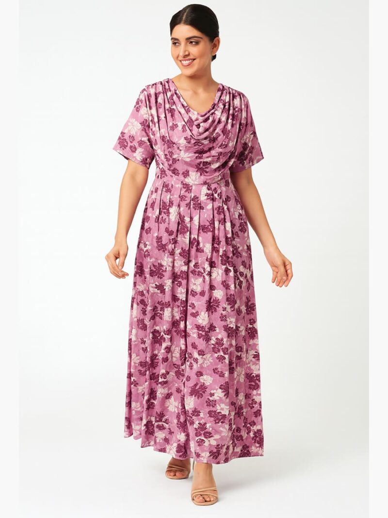Women's Satin Feeding Nighty with Shawl – Pink