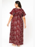 W-NY-162-02-MR-3XL-B Women’s Cotton Printed Full Length Nighty – Maroon