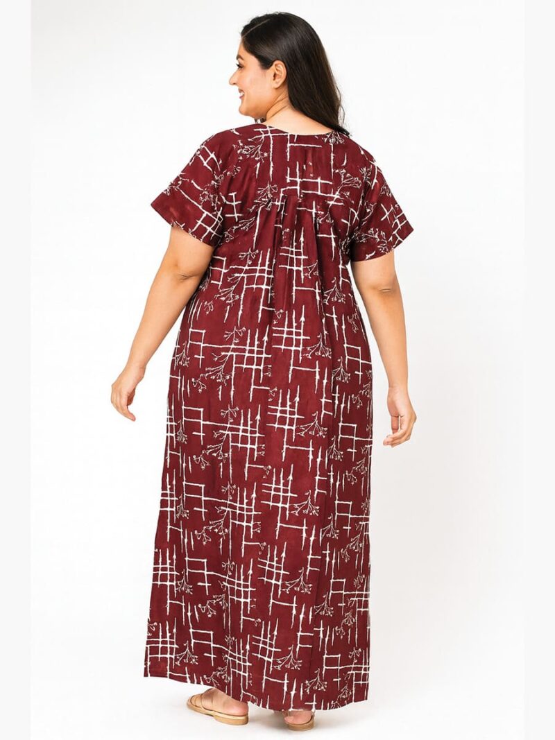 Women’s Cotton Printed Full Length Nighty – Maroon