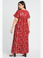 W-NY-162-05-RD-3XL-B Women’s Cotton Printed Full Length Nighty – Red