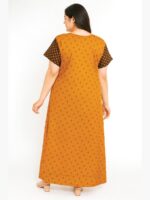 W-NY-164-04-TG-XXL Women’s Cotton Front Full Open Nighty - Tangerine & Brown