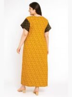 Women’s Cotton Front Full Open Nighty - Tangerine & Olive Green