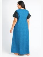 Women’s Cotton Floral Zipper Nighty - Blue