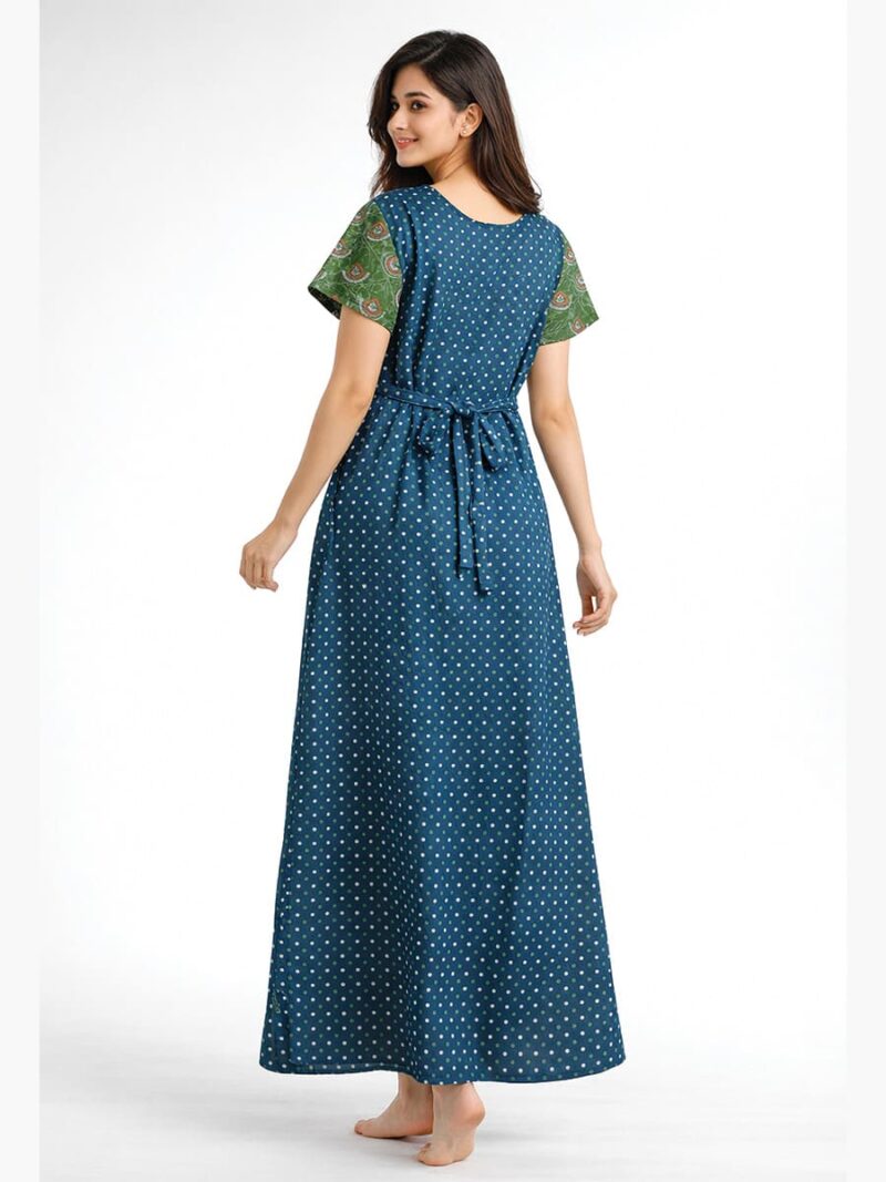 Women’s Cotton Feeding Nighty Concealed Double Side Zippers - Teal