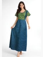 W-NY-169-01-TL-XL-F Women’s Cotton Feeding Nighty Concealed Double Side Zippers - Teal
