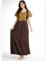 Women’s Cotton Feeding Nighty Concealed Double Side Zippers - Coffee
