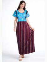 Women’s Cotton Feeding Nighty Concealed Double Side Zippers - Maroon