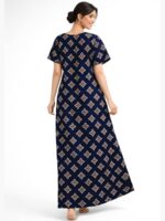 W-NY-170-01-NB-XL-B Women’s Cotton Feeding Nighty Concealed Double Side Zippers - Navy Blue