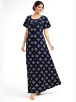 W-NY-170-01-NB-XL-F Women’s Cotton Feeding Nighty Concealed Double Side Zippers - Navy Blue
