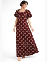 Women’s Cotton Feeding Nighty Concealed Double Side Zippers - Maroon