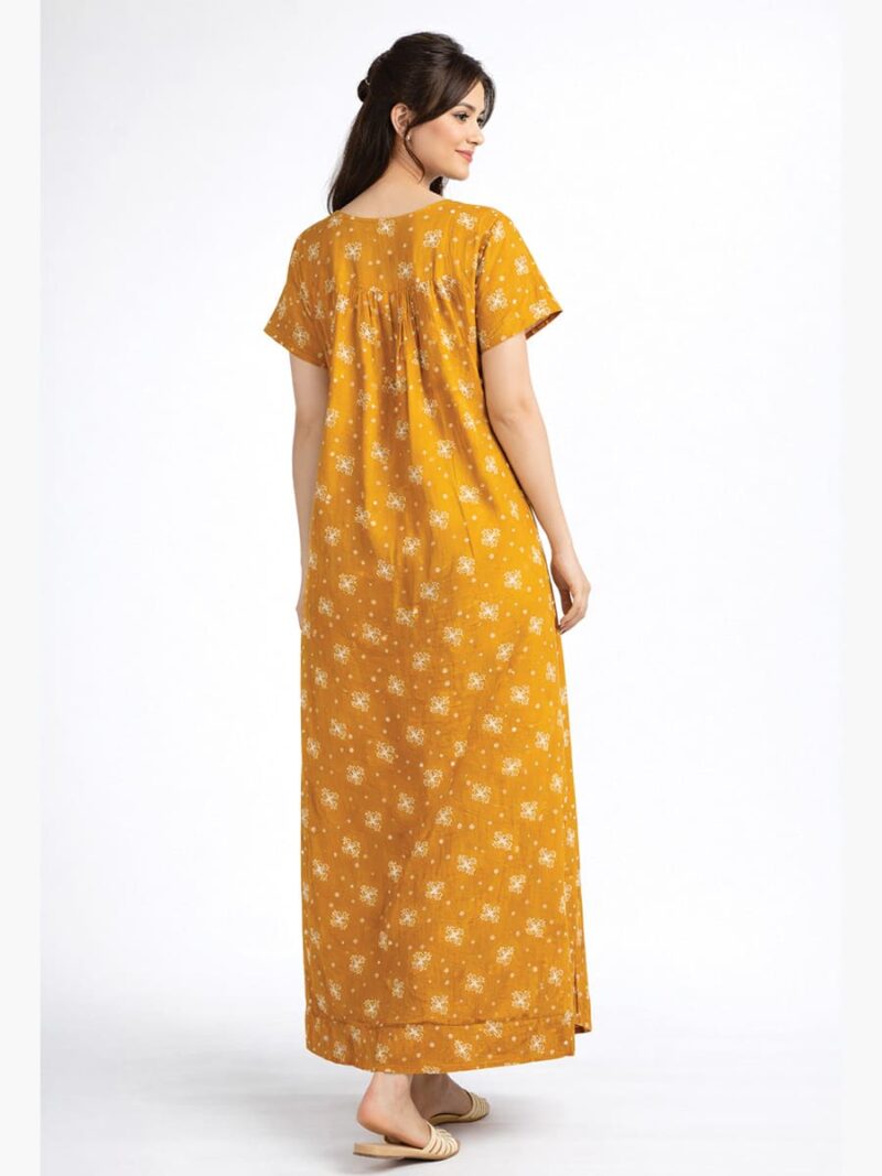 Women’s Cotton Feeding Nighty Concealed Double Side Zippers - Yellow