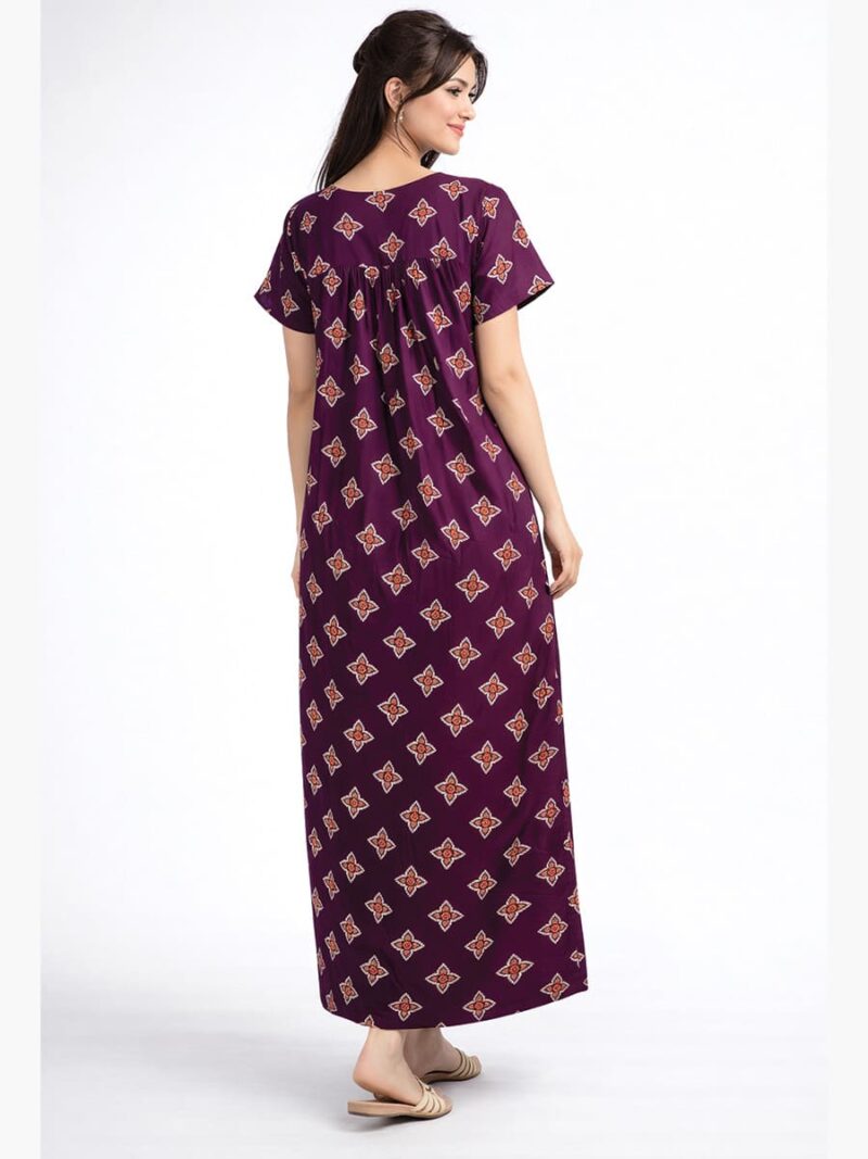 Women’s Cotton Feeding Nighty Concealed Double Side Zippers - Purple