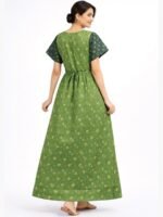 Cotton Feeding Nighty, Double Side Zipper - Green