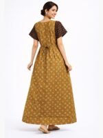 Women Cotton Feeding Nighty, Double Side Zipper - Brown