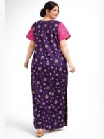 W-NY-172-02-PP-3XL-B Women's Cotton Printed Zipper Nighty – Purple