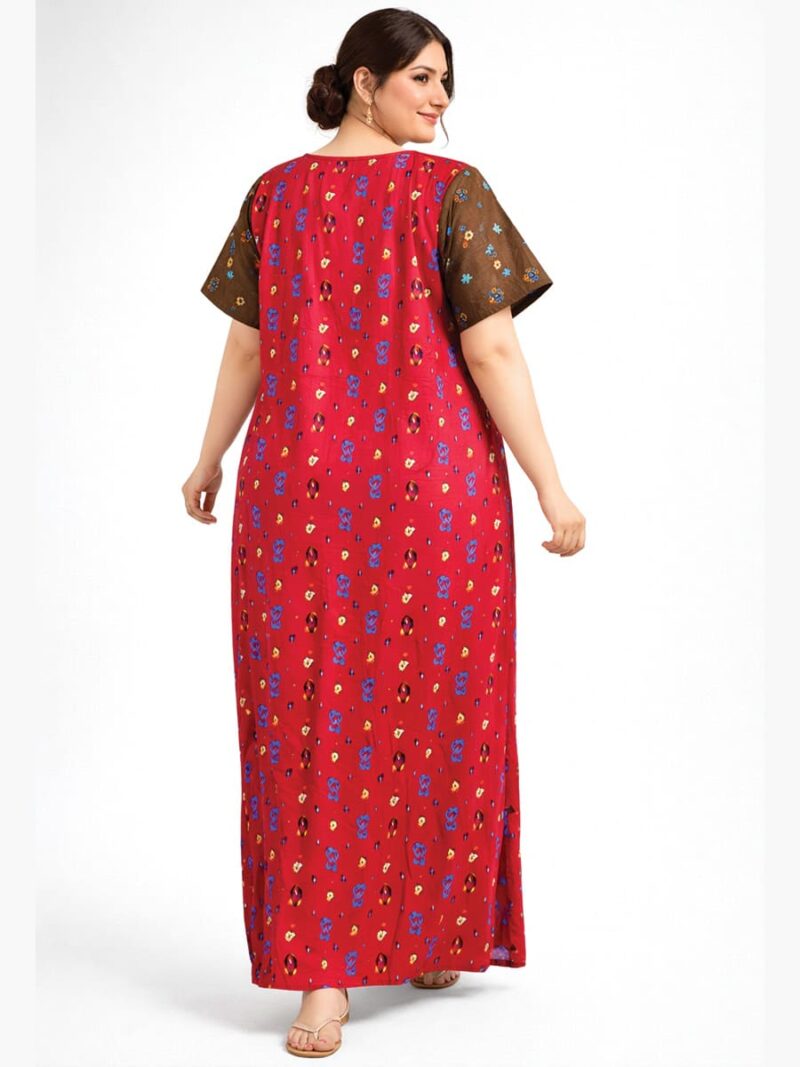 Women's Cotton Printed Zipper Nighty – Raspberry