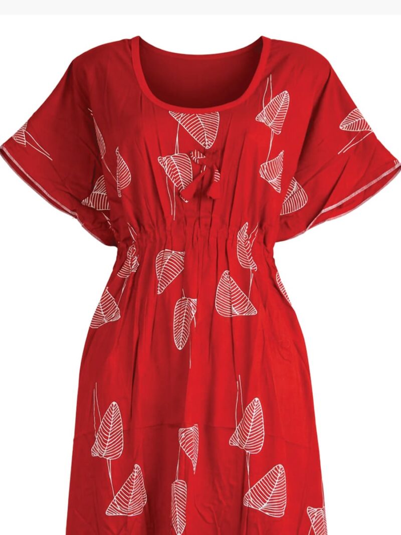 Women’s Cotton Printed Kaftan Nighty - Red