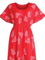 W-NY-177-03-RBY-XXL-B. Women’s Cotton Printed Kaftan Nighty - Raspberry