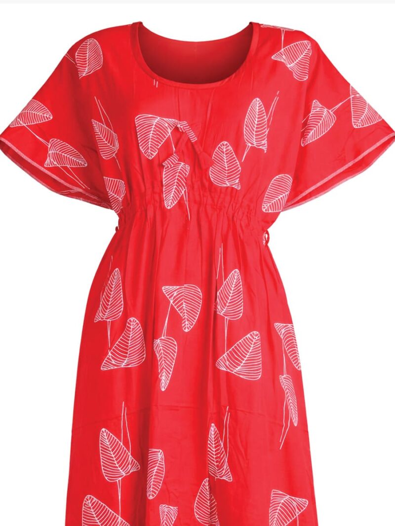 Women’s Cotton Printed Kaftan Nighty - Raspberry