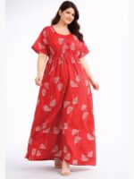 W-NY-177-03-RBY-XXL-F Women’s Cotton Printed Kaftan Nighty - Raspberry
