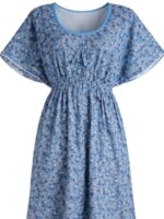 Women’s Cotton Printed Kaftan Nighty - Blue