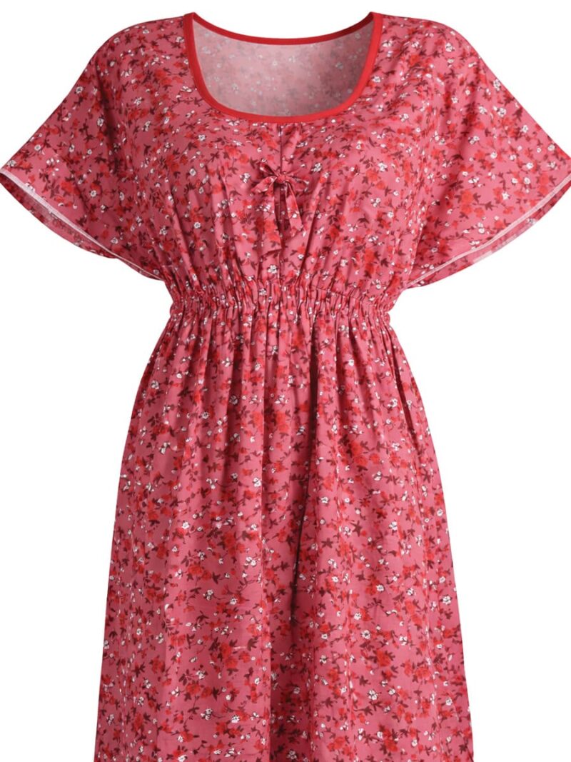 Women’s Cotton Printed Kaftan Nighty - Pink