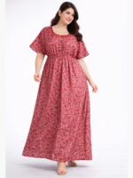 W-NY-177-08-PK-XXL-F Women’s Cotton Printed Kaftan Nighty - Pink