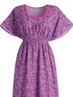 W-NY-177-10-MV-XXL-B. Women’s Cotton Printed Kaftan Nighty - Mauve