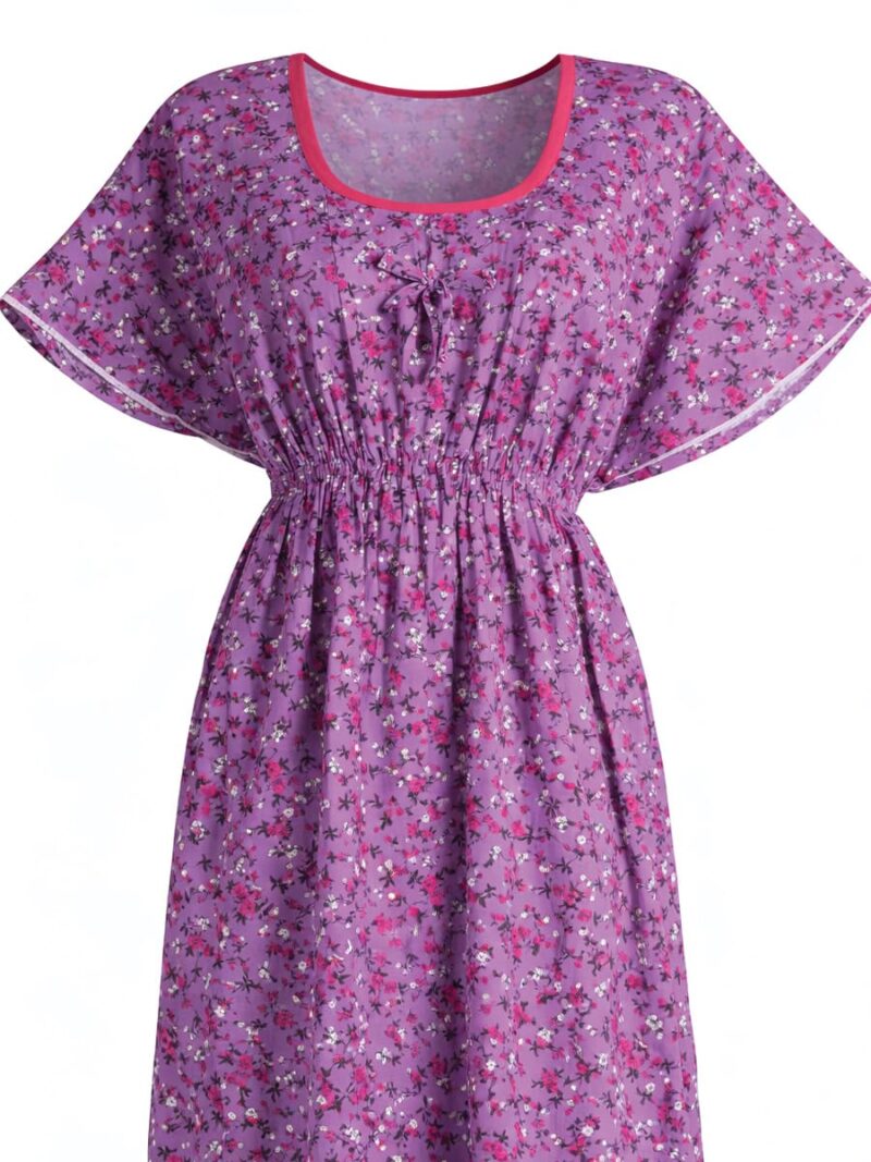 Women’s Cotton Printed Kaftan Nighty - Mauve