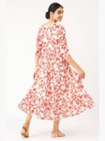 W-TP-143-02-WH-RD-XL-B Women's Chiffon Floral Kurti –White & Red