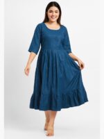 W-TP-144-01-NB-L-F Women's Rayon Flared Kurti – Navy Blue
