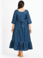 W-TP-144-01-NB-L-b Women's Rayon Flared Kurti – Navy Blue