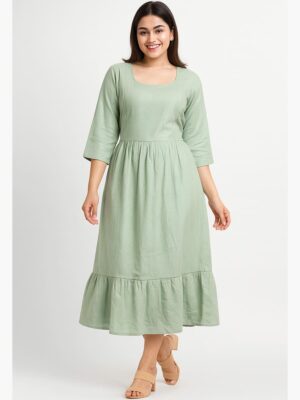 Women's Rayon Flared Kurti – Seafoam Green