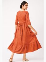 Women's Rayon Flared Kurti – Terracotta