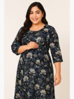 W-TP-157-05-GY-3XL-B. Women’s Cotton Floral Feeding Top - Gray