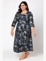 W-TP-157-05-GY-3XL-F Women’s Cotton Floral Feeding Top - Gray