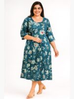 W-TP-157-06-TL-3XL-F Women’s Cotton Floral Feeding Top - Teal