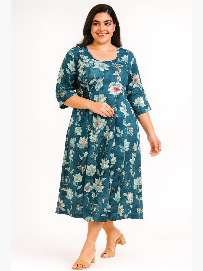 W-TP-157-06-TL-3XL-F Women’s Cotton Floral Feeding Top - Teal