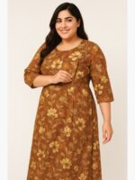 W-TP-157-07-MY-3XL-b. Women’s Cotton Floral Feeding Top - Mustard Yellow