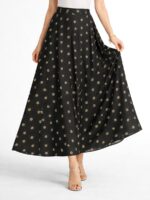 KG-SK-180-02-BK-S-F Women’s Satin Flared Skirt - Black