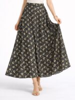 KG-SK-181-02-CRM-S-F Women’s Satin Flared Skirt - Cream