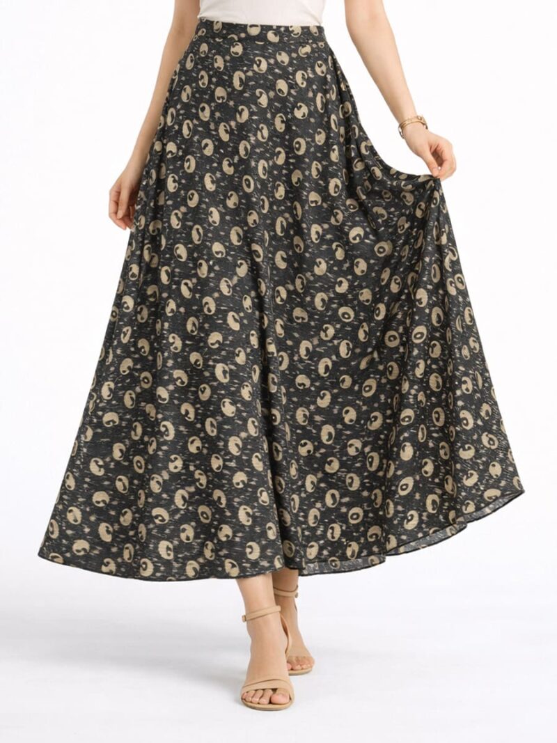 KG-SK-181-02-CRM-S-F Women’s Satin Flared Skirt - Cream