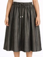 Kids Satin Striped Flared Skirt – Coffee