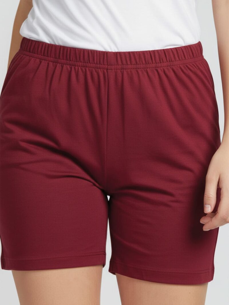 Women's Cotton Yoga Shorts - Burgundy