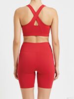 RD,, Women's Cotton Yoga Shorts -Red