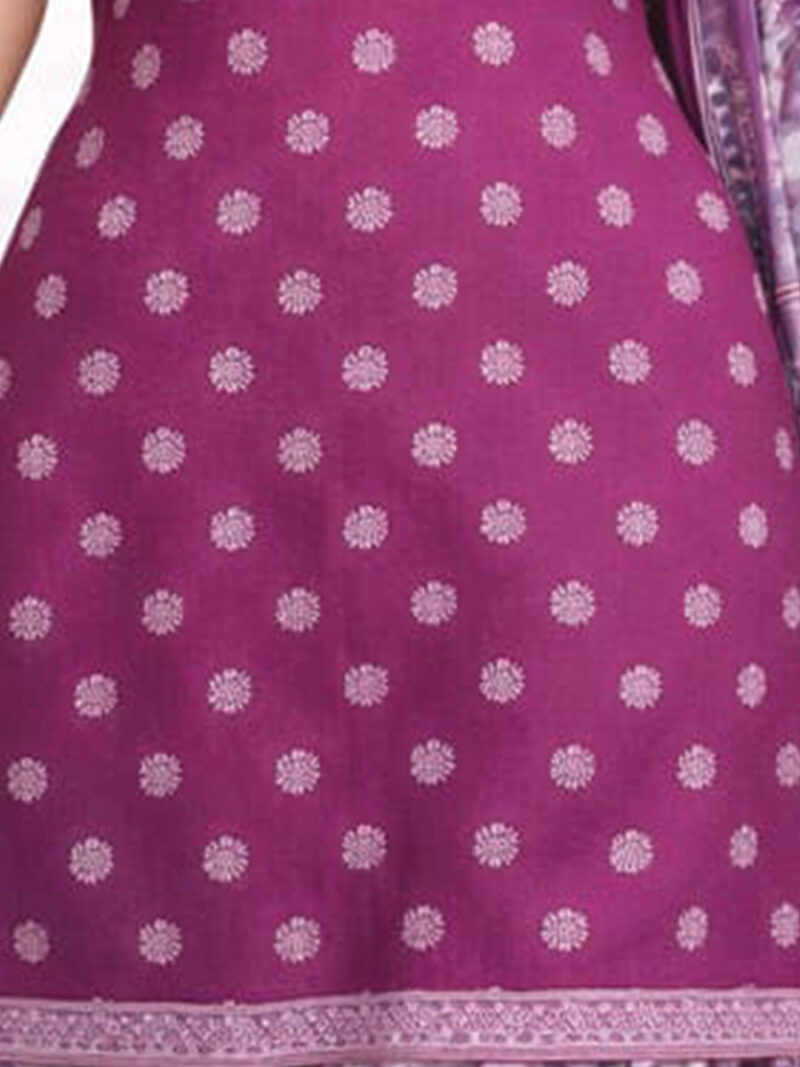 Women's Cotton Floral Salwar Suit - Cerise