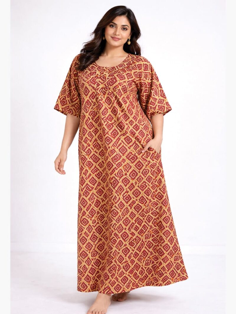 Women's Cotton Floral Plus Size Nighty - Maroon