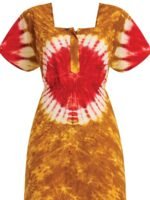 Women’s Cotton Tie-Dye Zip Maxi Nighty - Multicolour