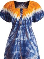 Women’s Cotton Tie-Dye Zip Maxi Nighty - Multicolour