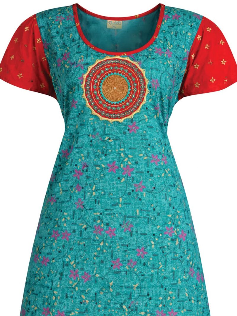 Women's Cotton Floral Printed Frock Nighty - Green